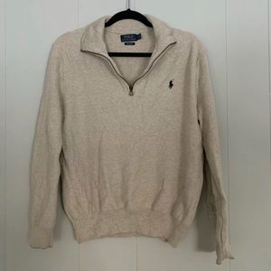 Ralph Lauren 1/4 zip Sweater Pima Cotton Tan Size Large